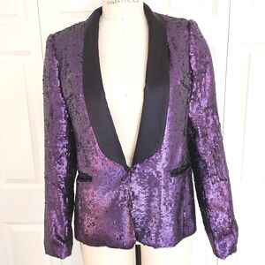 London Jean Purple Sequin Jacket Eras Tour Midnights Perfect! 10